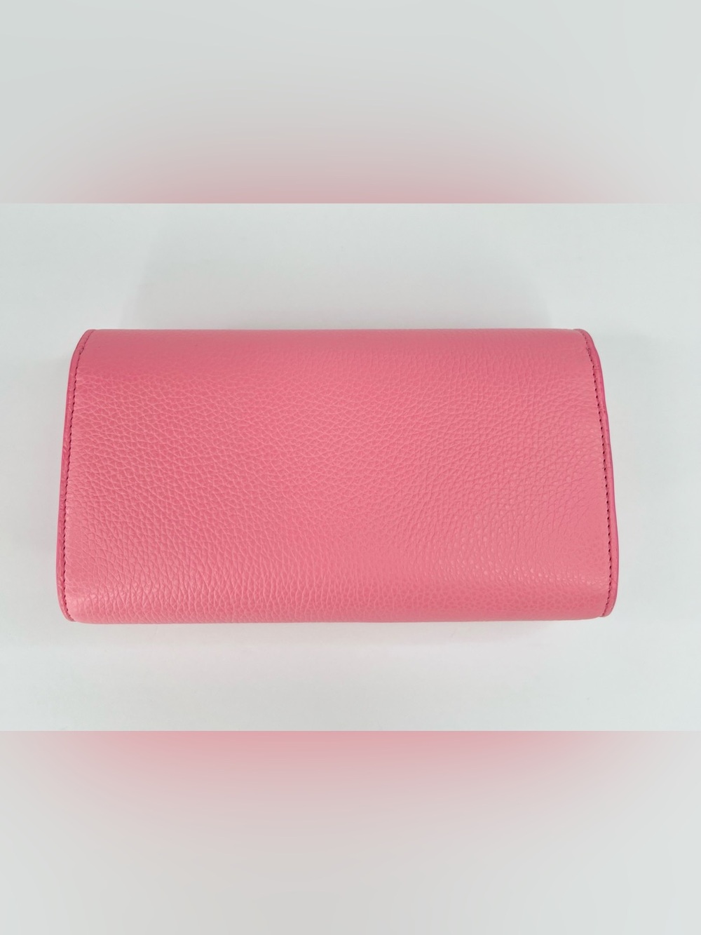 CHRISTIAN LOUBOUTIN By My Side Calipso Pink Calf Leather Logo Wallet Gold Chain - Picture 8 of 16
